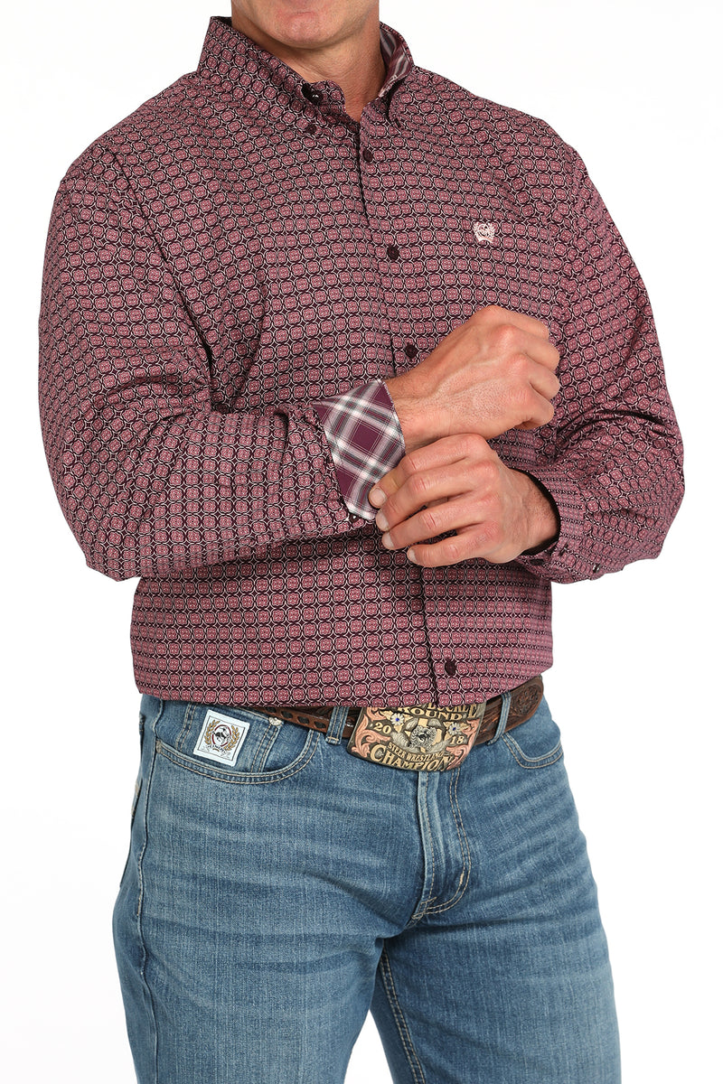 Load image into Gallery viewer, Cinch Mens Long Sleeve Geometric Print Shirt - Purple
