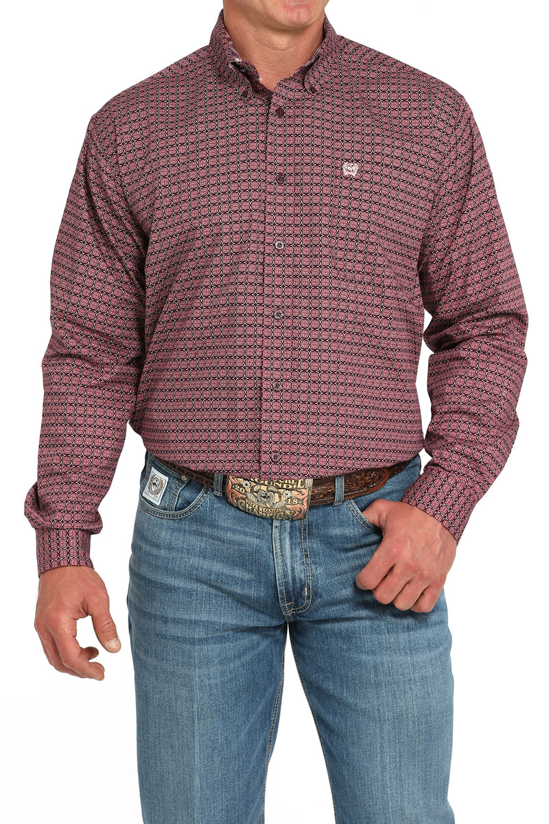 Load image into Gallery viewer, Cinch Mens Long Sleeve Geometric Print Shirt - Purple
