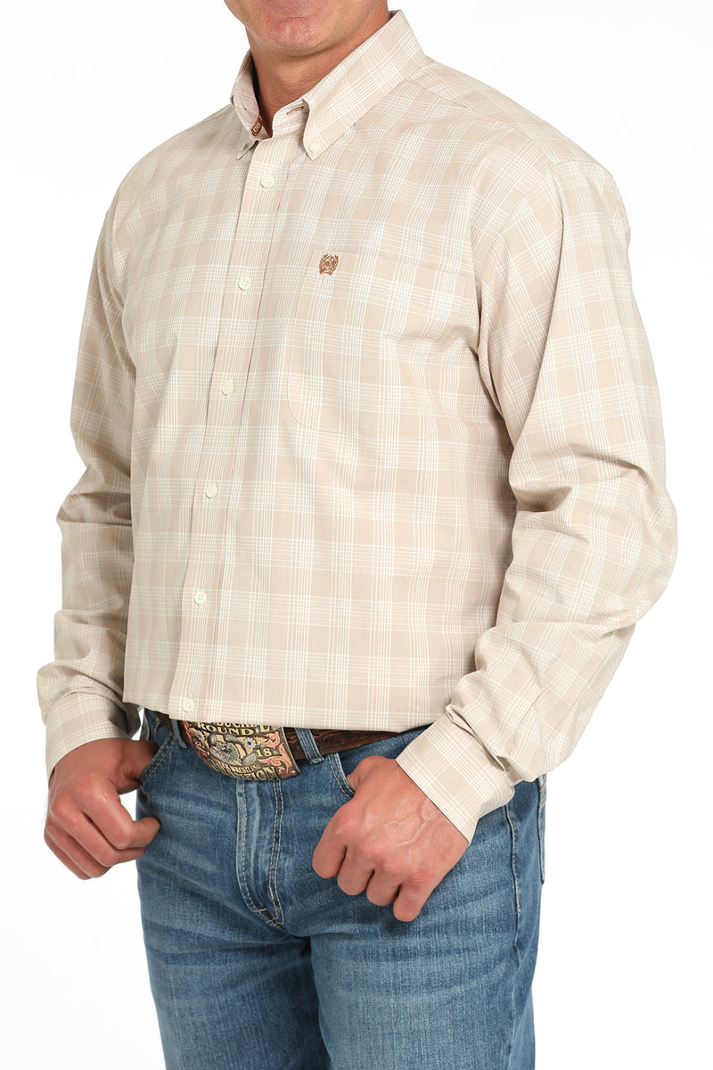 Load image into Gallery viewer, Cinch Mens Long Sleeve Plaid Print Shirt - Khaki
