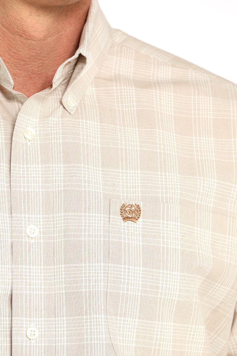 Load image into Gallery viewer, Cinch Mens Long Sleeve Plaid Print Shirt - Khaki
