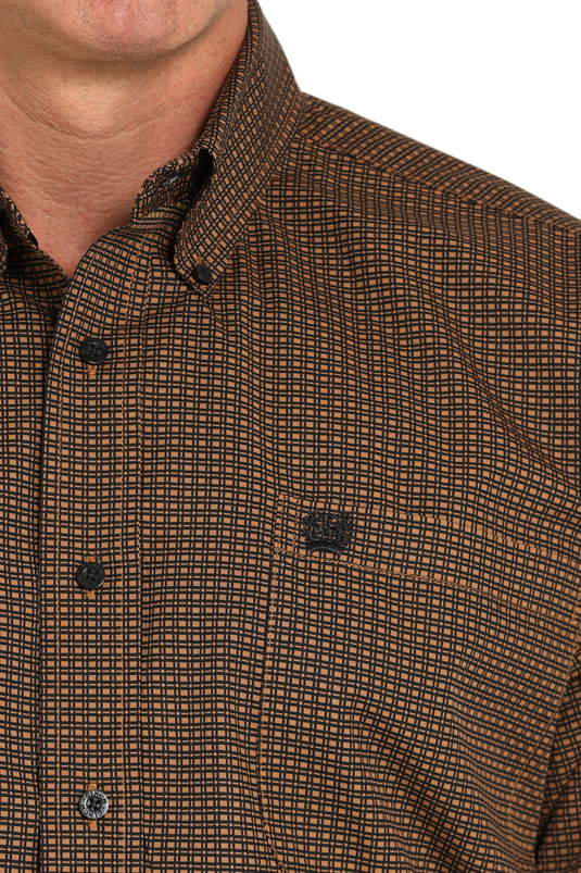 Cinch Mens Long Sleeve Print Shirt - Brown