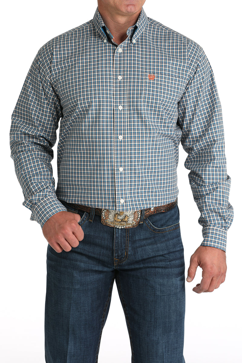 Load image into Gallery viewer, Cinch Mens Long Sleeve Plaid Print Shirt - Blue
