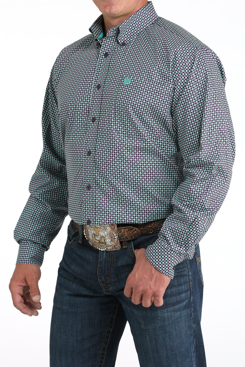 Load image into Gallery viewer, Cinch Mens Long Sleeve Geometric Print Shirt - Purple
