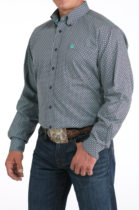 Cinch Mens Long Sleeve Geometric Print Shirt - Purple