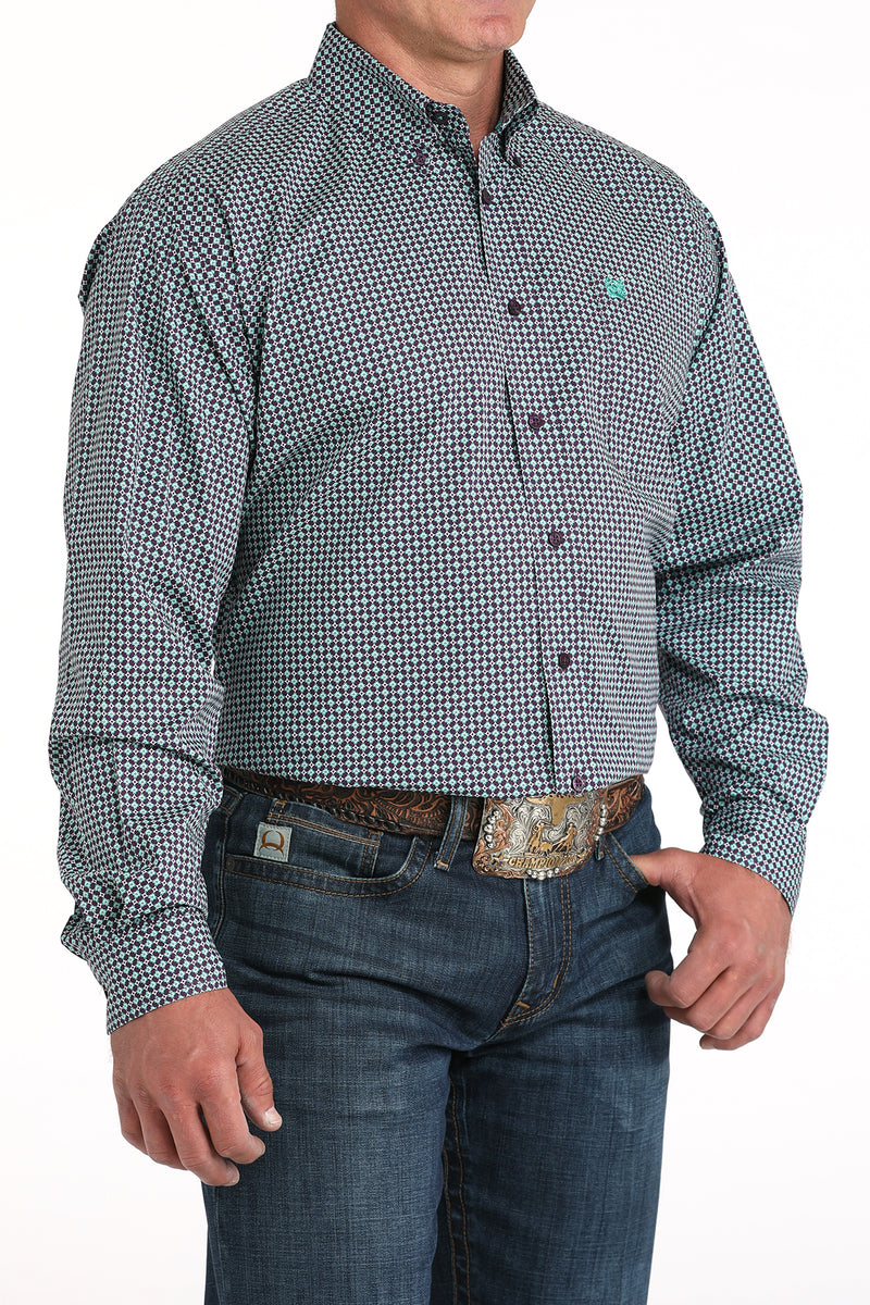 Load image into Gallery viewer, Cinch Mens Long Sleeve Geometric Print Shirt - Purple
