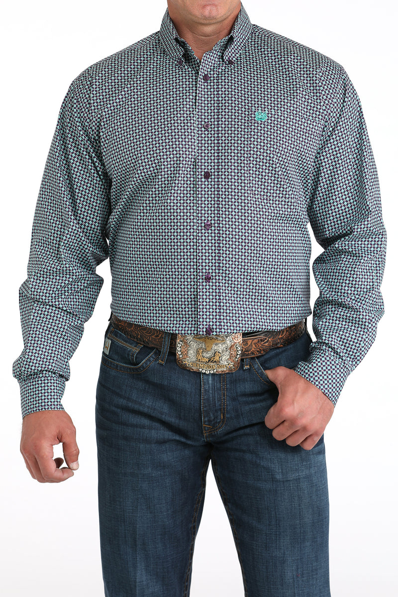 Load image into Gallery viewer, Cinch Mens Long Sleeve Geometric Print Shirt - Purple
