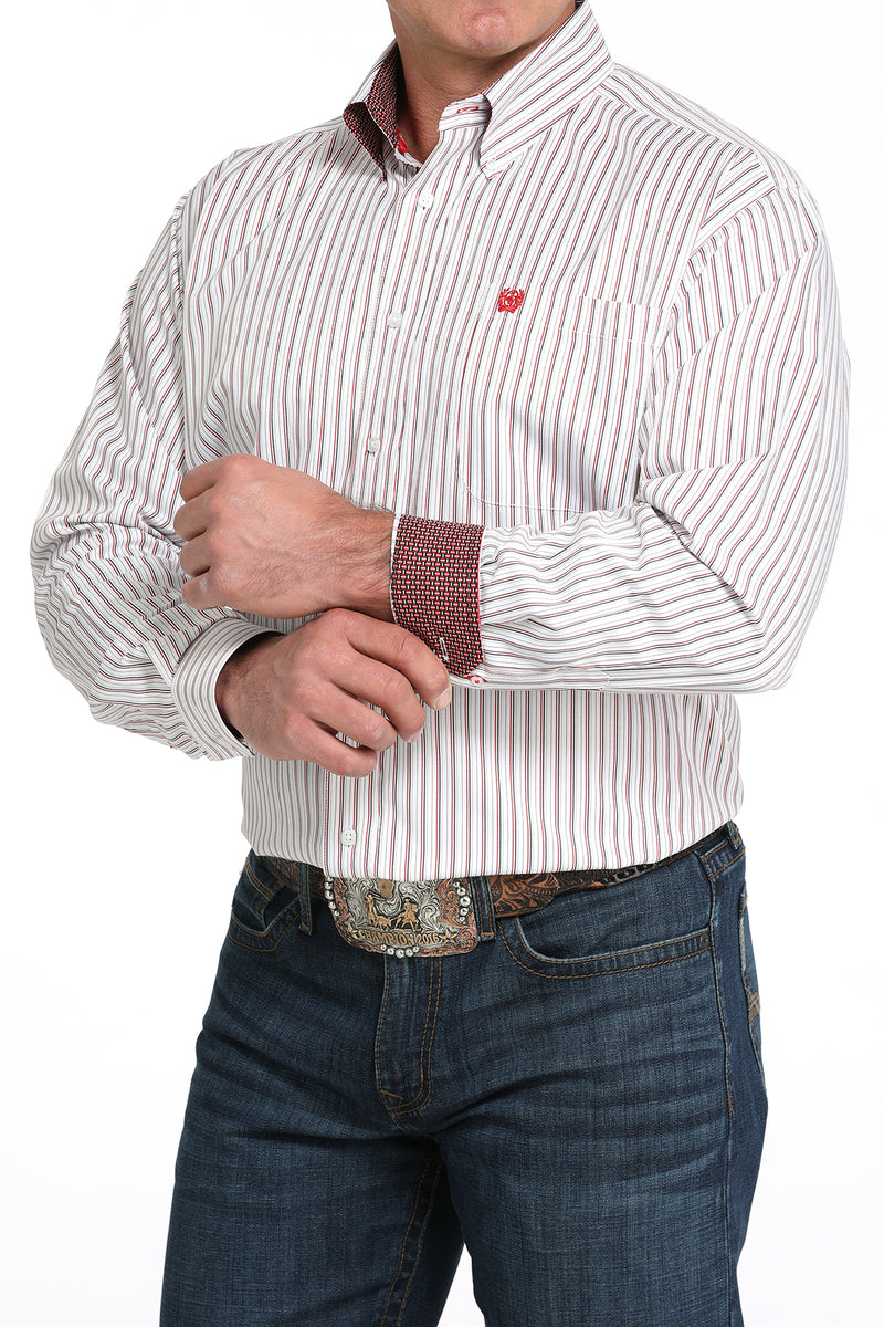 Load image into Gallery viewer, Cinch Mens TENCEL Long Sleeve Stripe Shirt - White
