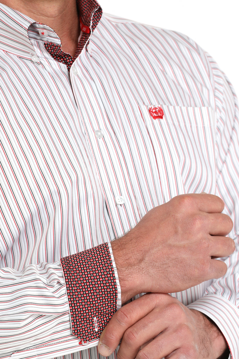 Load image into Gallery viewer, Cinch Mens TENCEL Long Sleeve Stripe Shirt - White
