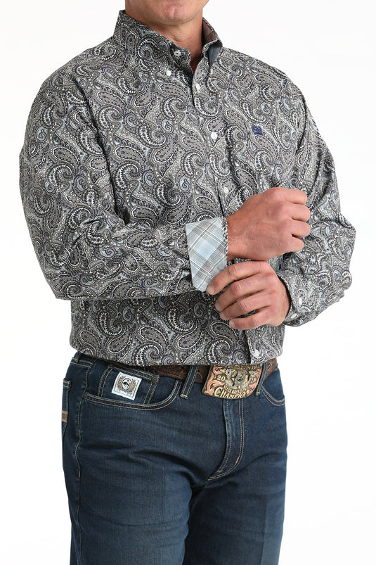 Cinch Mens Long Sleeve Paisley Print Shirt - Multi/Gray