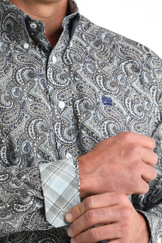 Cinch Mens Long Sleeve Paisley Print Shirt - Multi/Gray