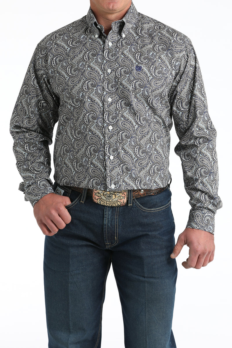 Load image into Gallery viewer, Cinch Mens Long Sleeve Paisley Print Shirt - Multi/Gray
