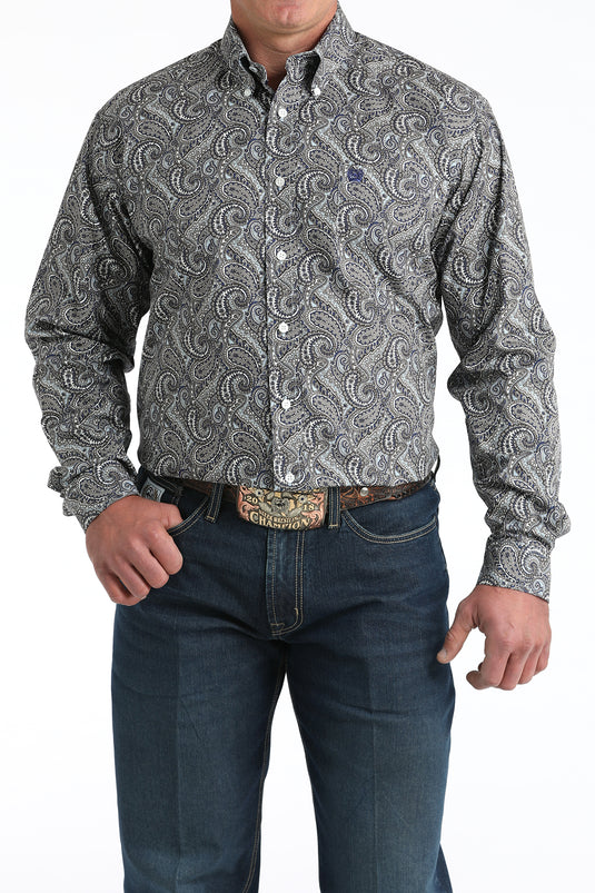 Cinch Mens Long Sleeve Paisley Print Shirt - Multi/Gray