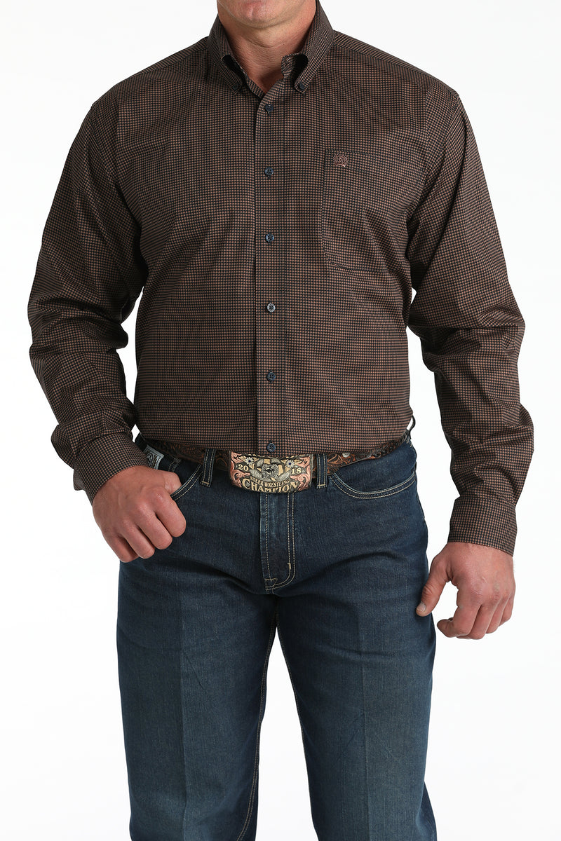 Load image into Gallery viewer, Cinch Mens Stretch Long Sleeve Geometric Print Shirt - Navy
