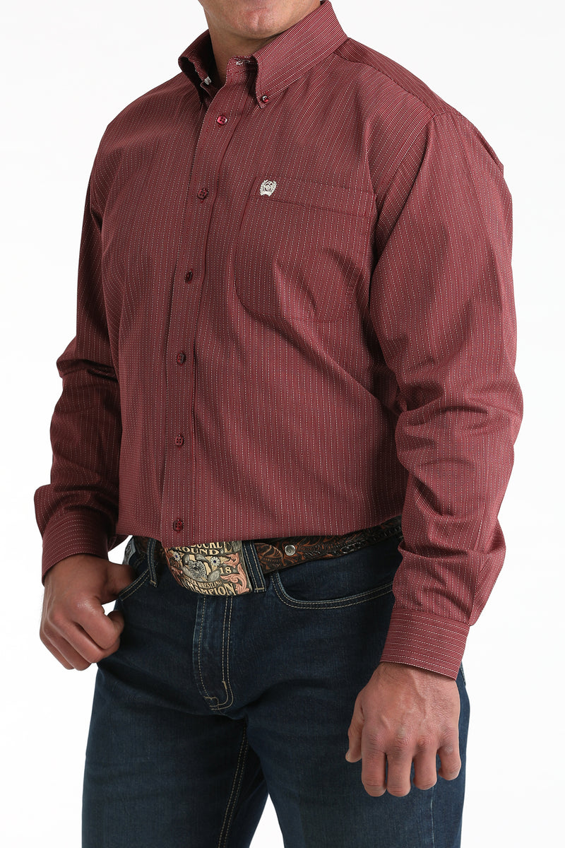 Load image into Gallery viewer, Cinch Mens Long Sleeve Stripe Shirt - Burgundy
