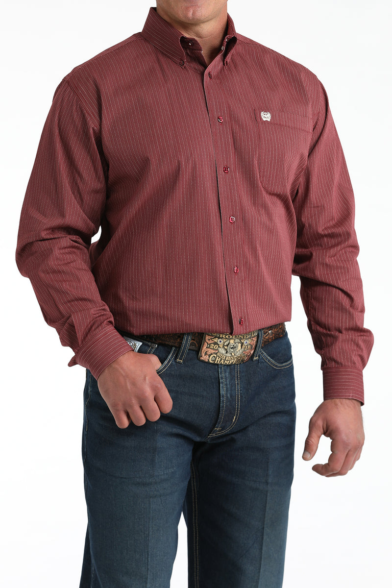 Load image into Gallery viewer, Cinch Mens Long Sleeve Stripe Shirt - Burgundy
