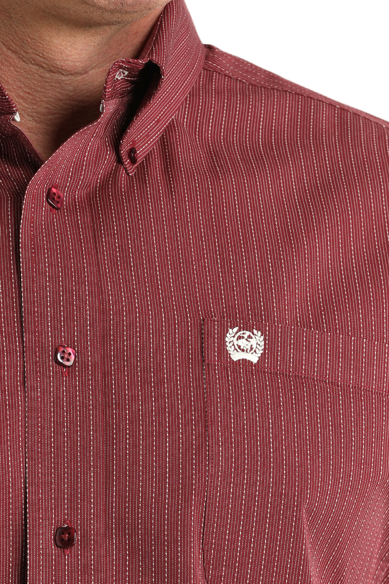 Load image into Gallery viewer, Cinch Mens Long Sleeve Stripe Shirt - Burgundy

