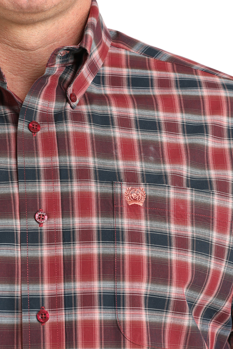 Load image into Gallery viewer, Cinch Mens Long Sleeve Plaid Print Shirt - Burgundy
