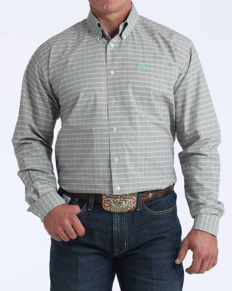 Load image into Gallery viewer, Cinch Mens Long Sleeve Plaid Print Shirt - Cream
