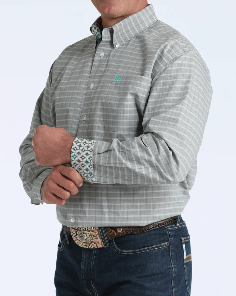 Load image into Gallery viewer, Cinch Mens Long Sleeve Plaid Print Shirt - Cream
