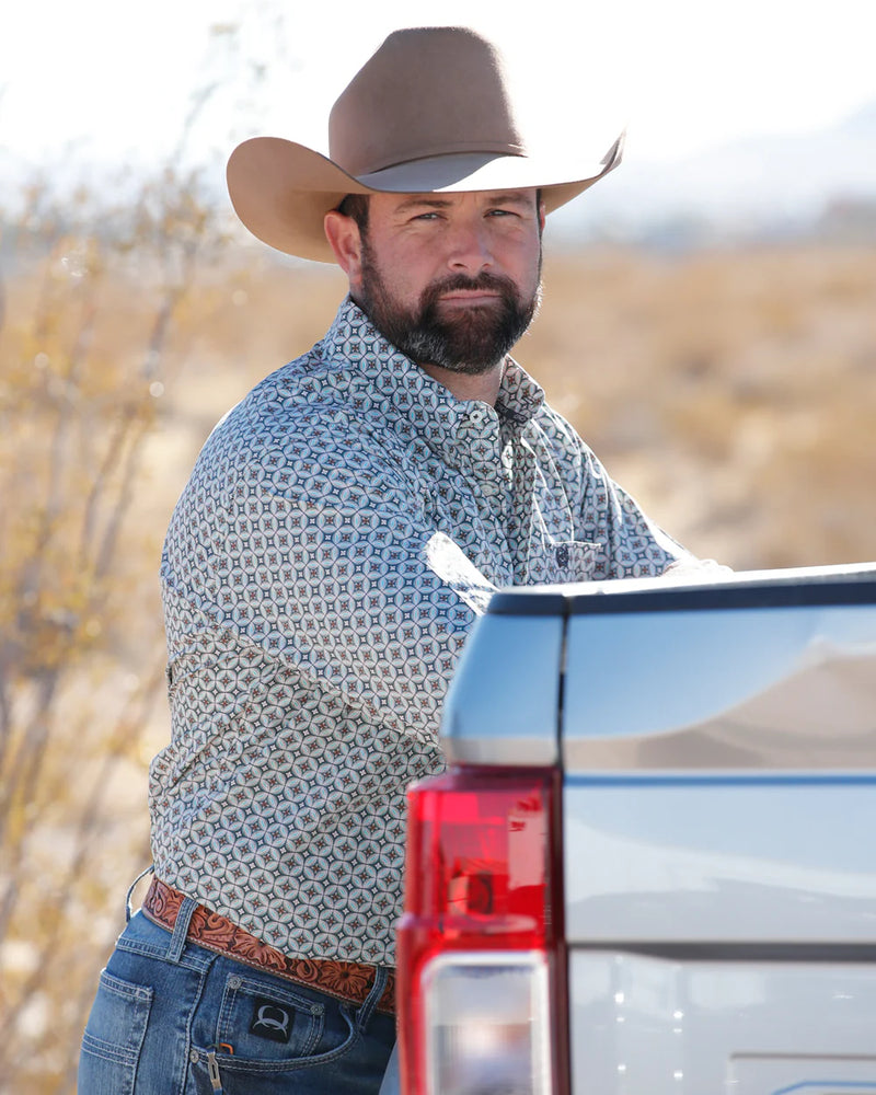 Load image into Gallery viewer, Cinch Mens Long Sleeve Medallion Print Shirt - Cream
