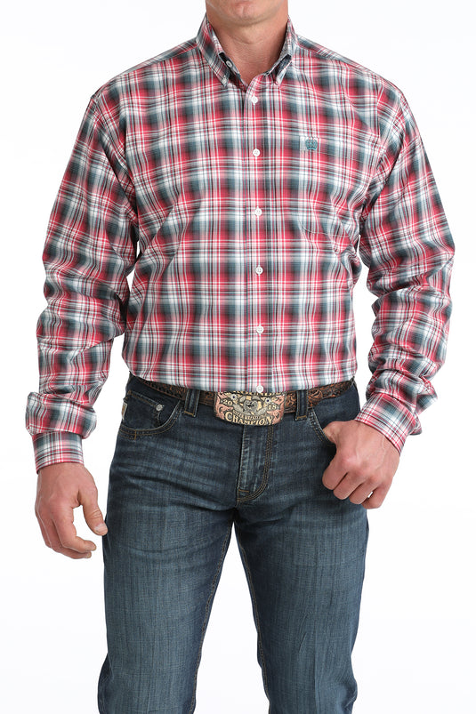 Cinch Mens Long Sleeve Plaid Print Shirt - Multi