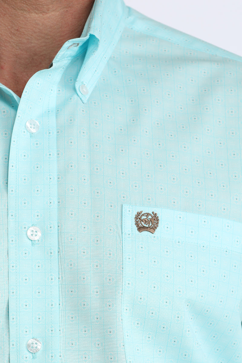 Load image into Gallery viewer, Cinch Mens Stretch Long Sleeve Geometric Print Shirt - Blue

