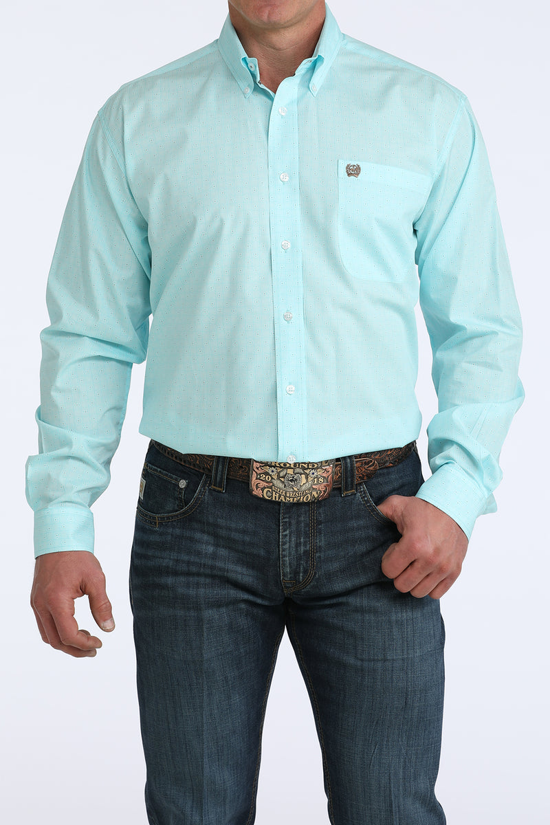 Load image into Gallery viewer, Cinch Mens Stretch Long Sleeve Geometric Print Shirt - Blue
