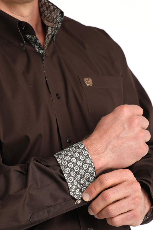 Cinch Mens Long Sleeve Solid Shirt - Brown