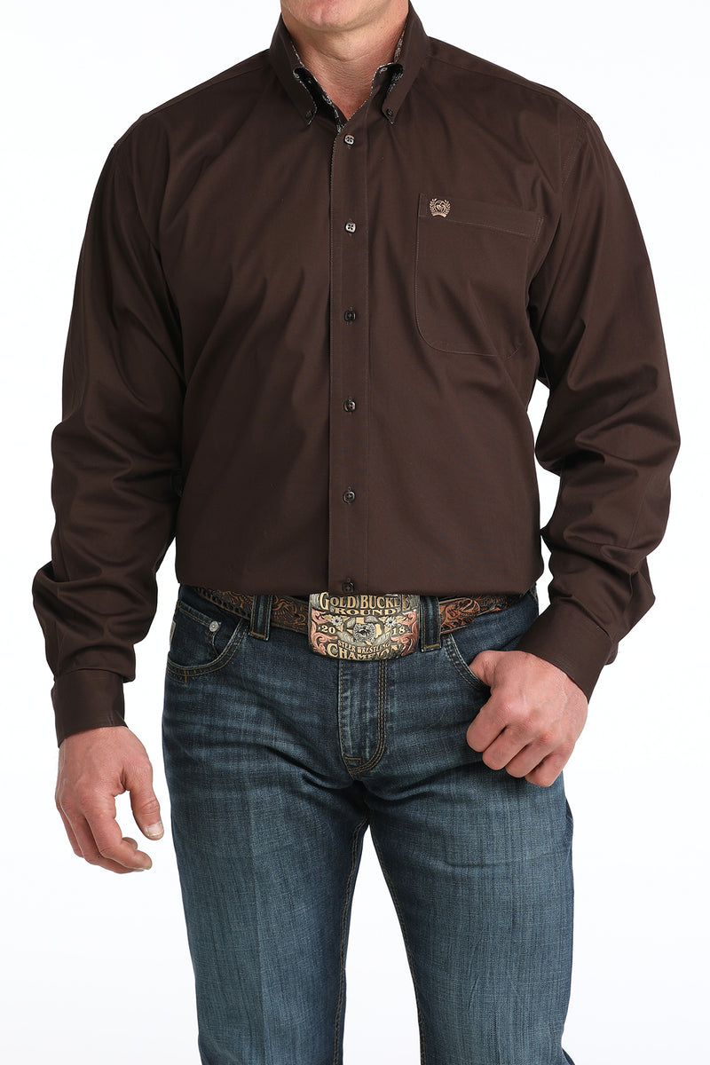 Load image into Gallery viewer, Cinch Mens Long Sleeve Solid Shirt - Brown
