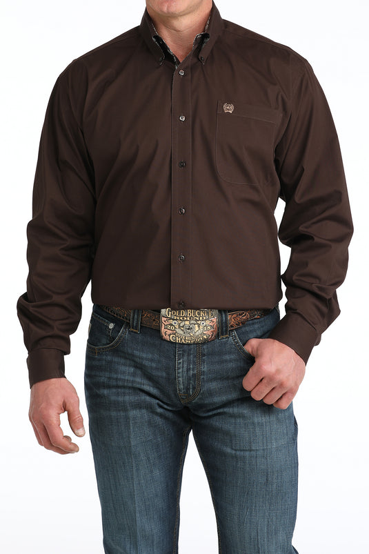 Cinch Mens Long Sleeve Solid Shirt - Brown