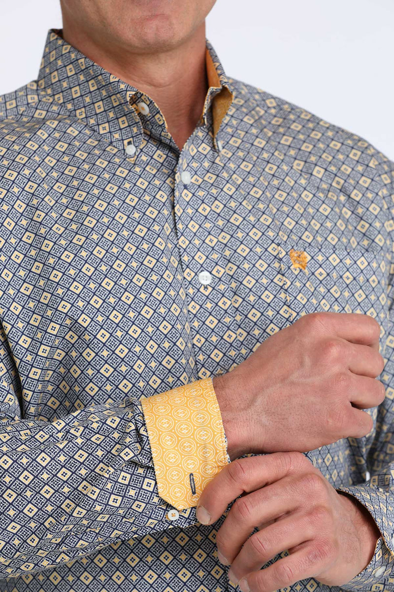 Load image into Gallery viewer, Cinch Mens Long Sleeve Geometric Diamond Print Shirt - Royal
