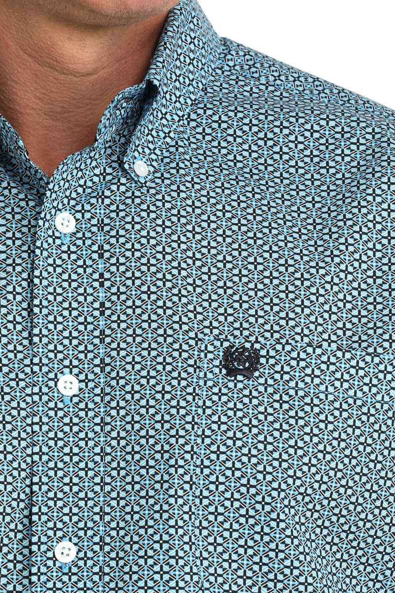 Load image into Gallery viewer, Cinch Mens Long Sleeve Geometric Print Shirt - Blue
