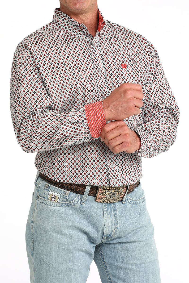 Load image into Gallery viewer, Cinch Mens Long Sleeve Geometric Print Shirt - Gray
