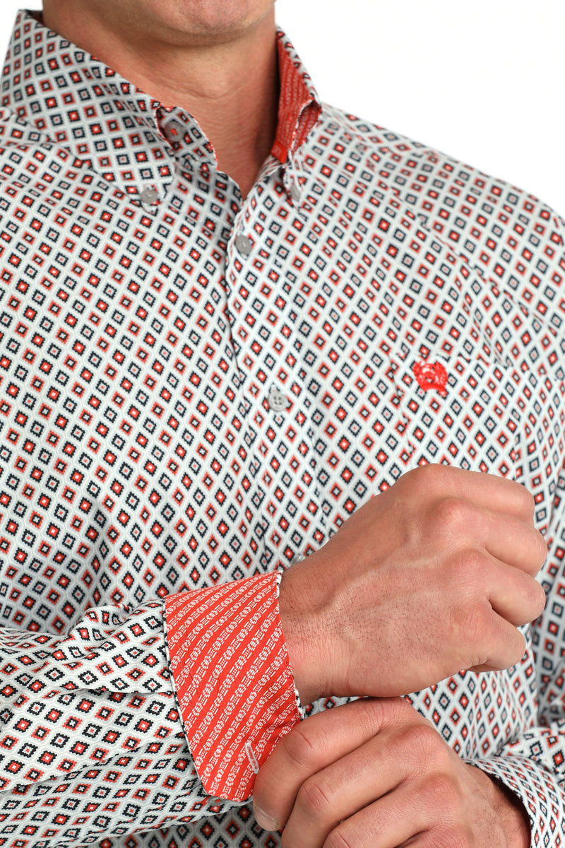 Load image into Gallery viewer, Cinch Mens Long Sleeve Geometric Print Shirt - Gray
