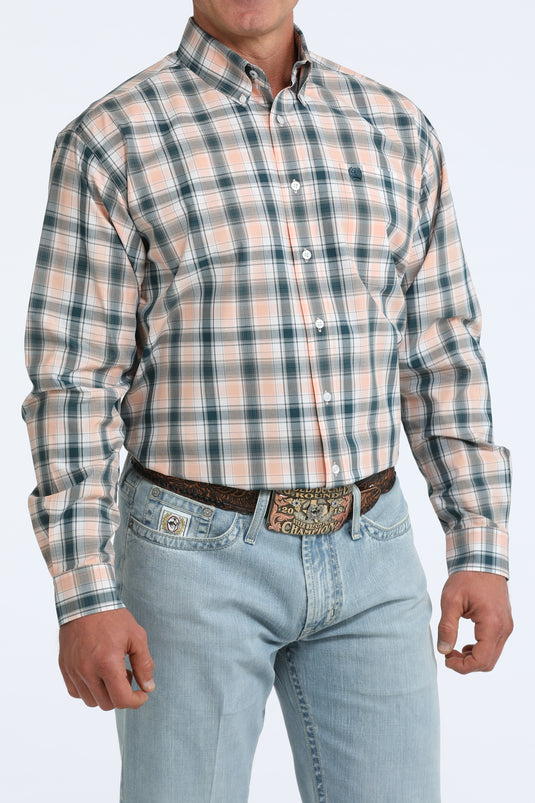 Cinch Mens Long Sleeve Plaid Shirt - Corral