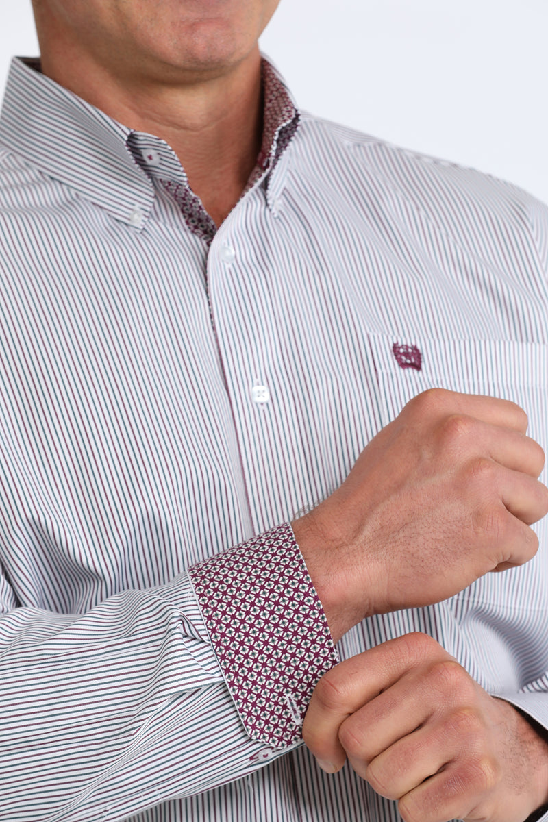 Load image into Gallery viewer, Cinch Mens TENCEL Long Sleeve Stripe Shirt - White
