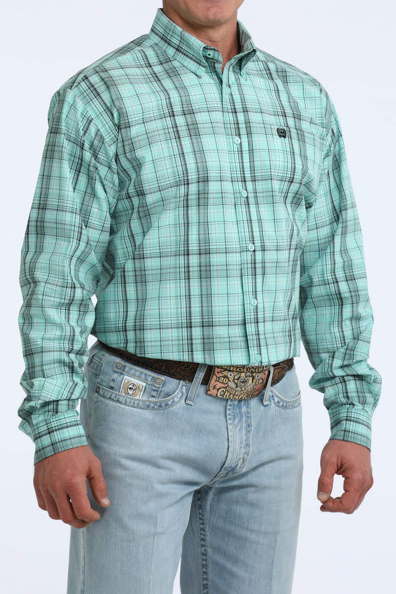 Load image into Gallery viewer, Cinch Mens Long Sleeve Plaid Shirt - Turquoise
