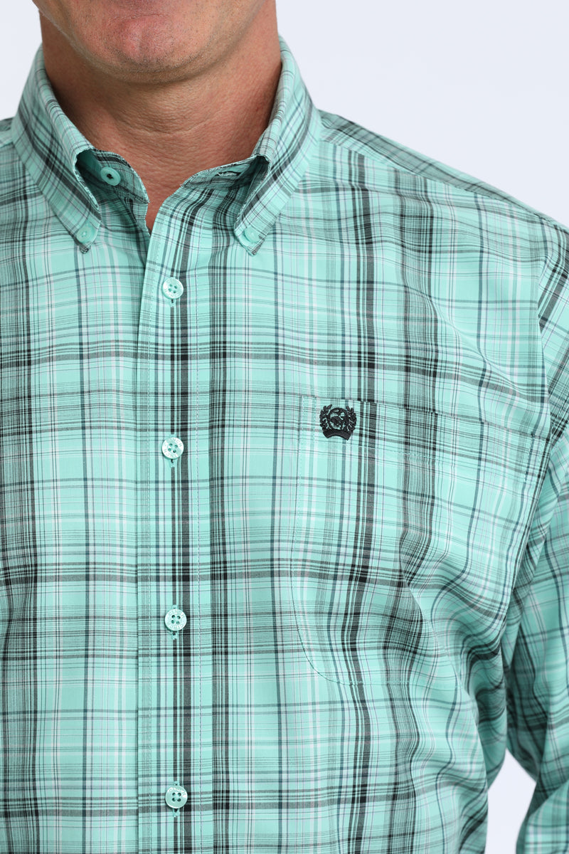 Load image into Gallery viewer, Cinch Mens Long Sleeve Plaid Shirt - Turquoise
