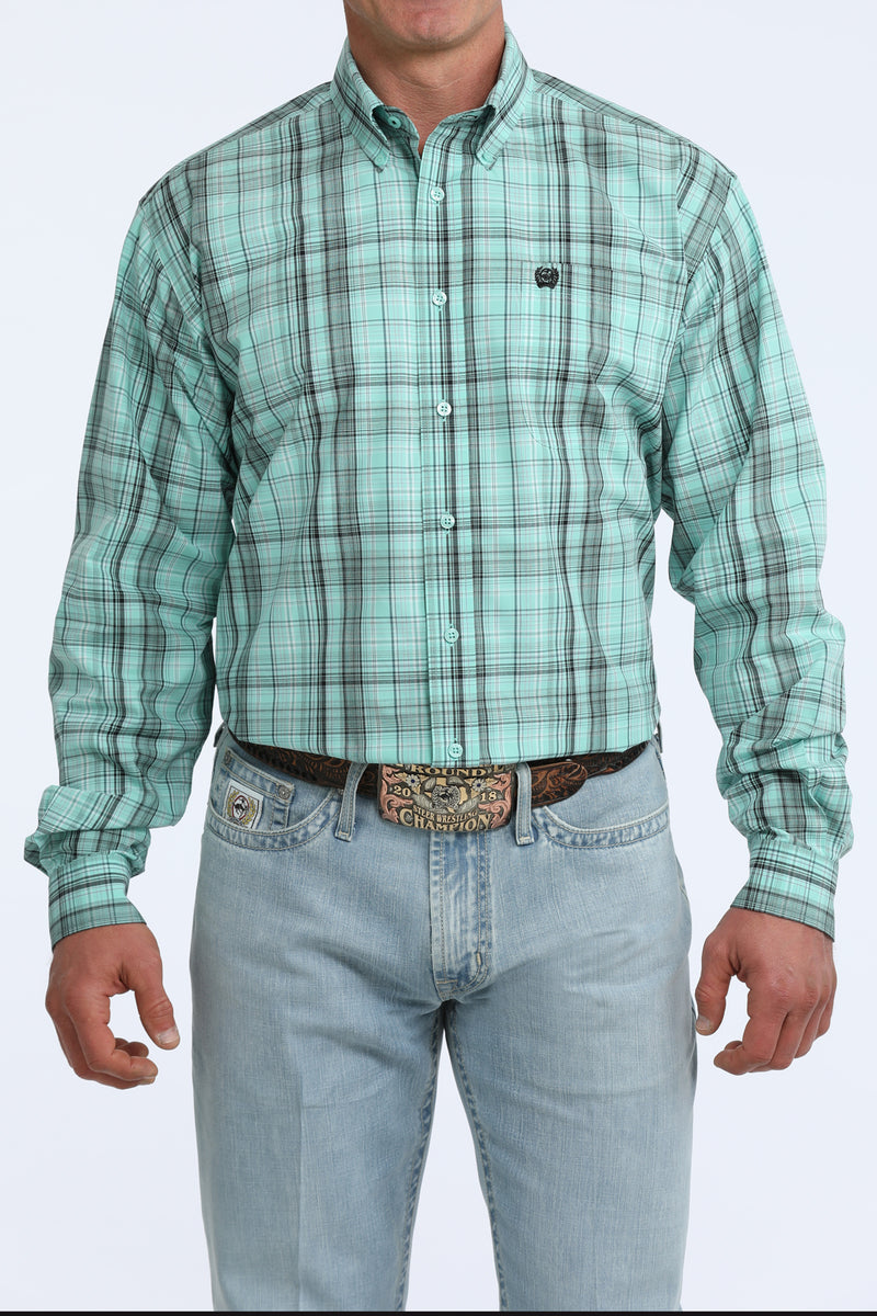 Load image into Gallery viewer, Cinch Mens Long Sleeve Plaid Shirt - Turquoise
