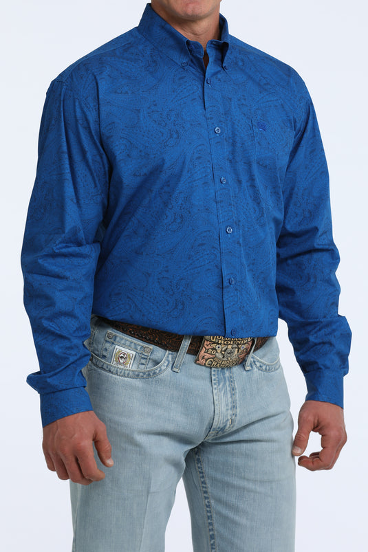 Cinch Mens Long Sleeve Paisley Print Shirt - Royal