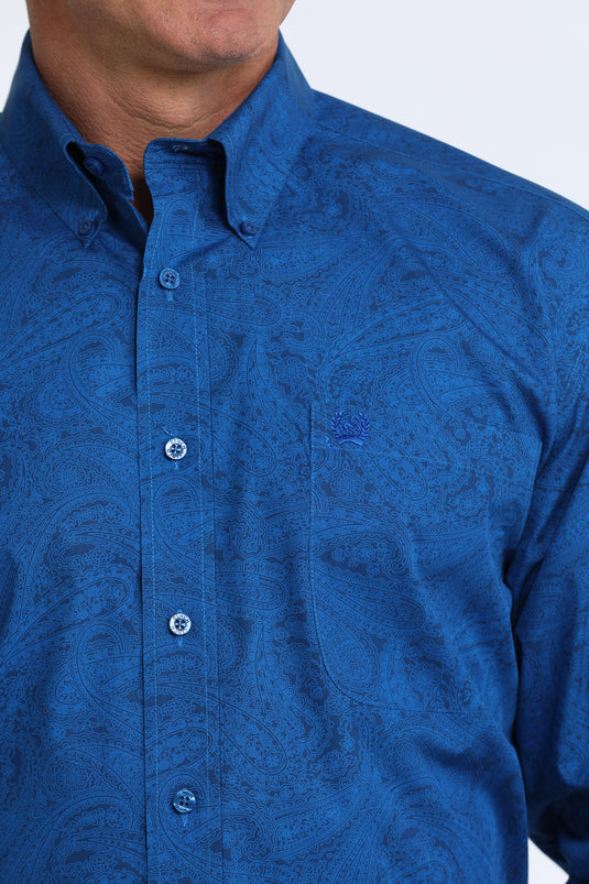 Cinch Mens Long Sleeve Paisley Print Shirt - Royal