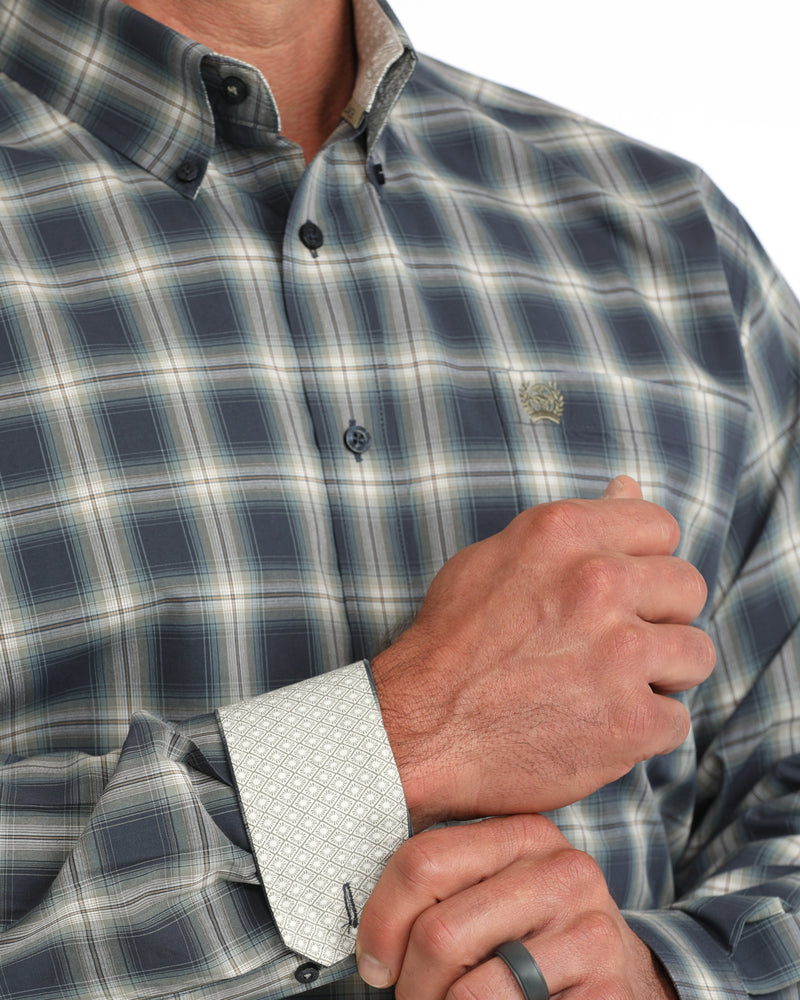 Load image into Gallery viewer, Cinch Mens Long Sleeve Plaid Shirt - Navy
