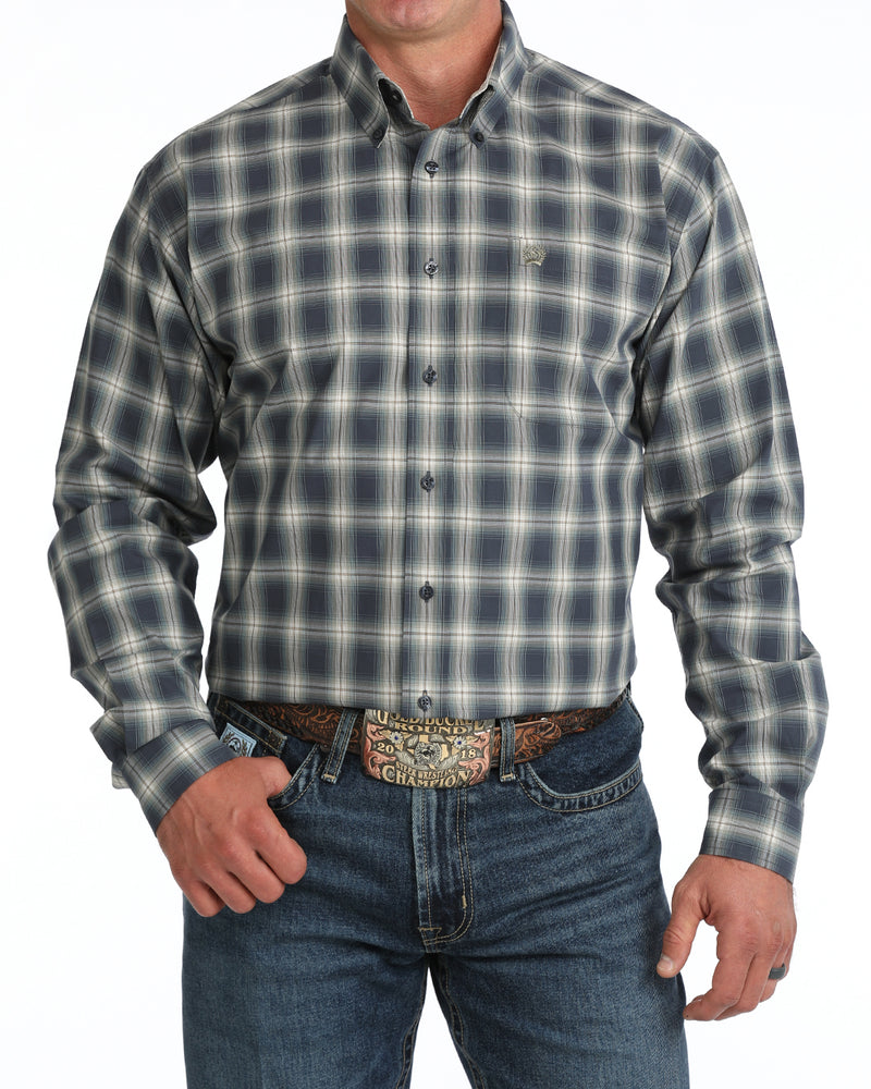 Load image into Gallery viewer, Cinch Mens Long Sleeve Plaid Shirt - Navy
