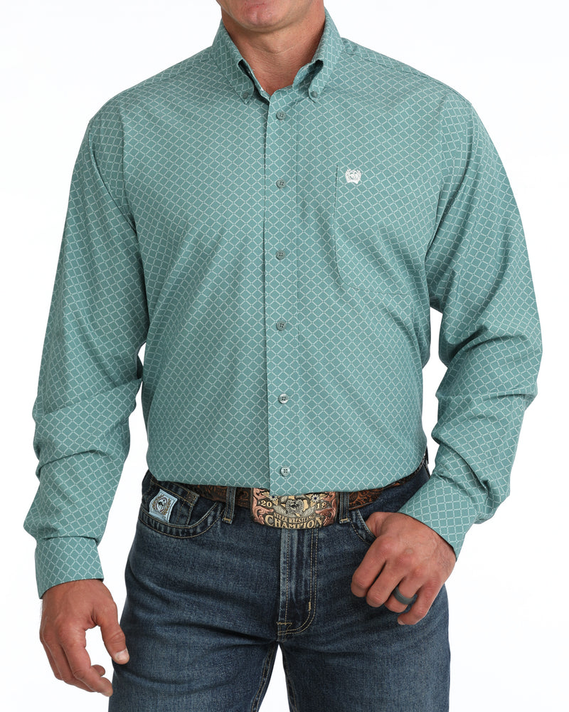 Load image into Gallery viewer, Cinch Mens ARENAFLEX Long Sleeve Geometric Print Shirt - Blue
