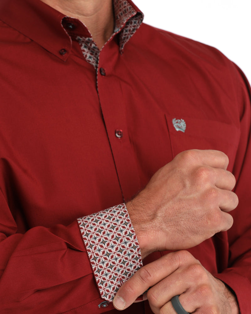Load image into Gallery viewer, Cinch Mens Long Sleeve Solid Shirt - Burgundy
