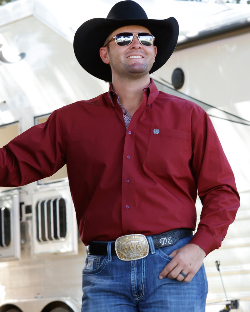 Load image into Gallery viewer, Cinch Mens Long Sleeve Solid Shirt - Burgundy
