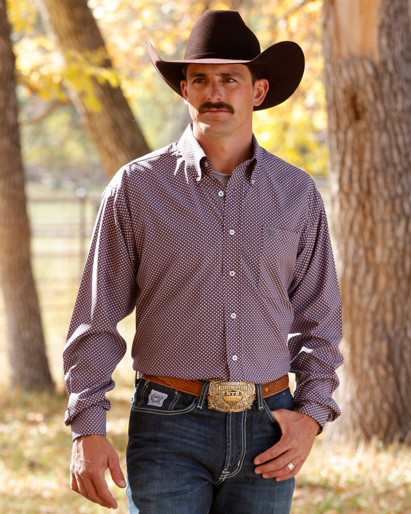 Load image into Gallery viewer, Cinch Mens ARENAFLEX Long Sleeve Geometric Print Shirt - Purple

