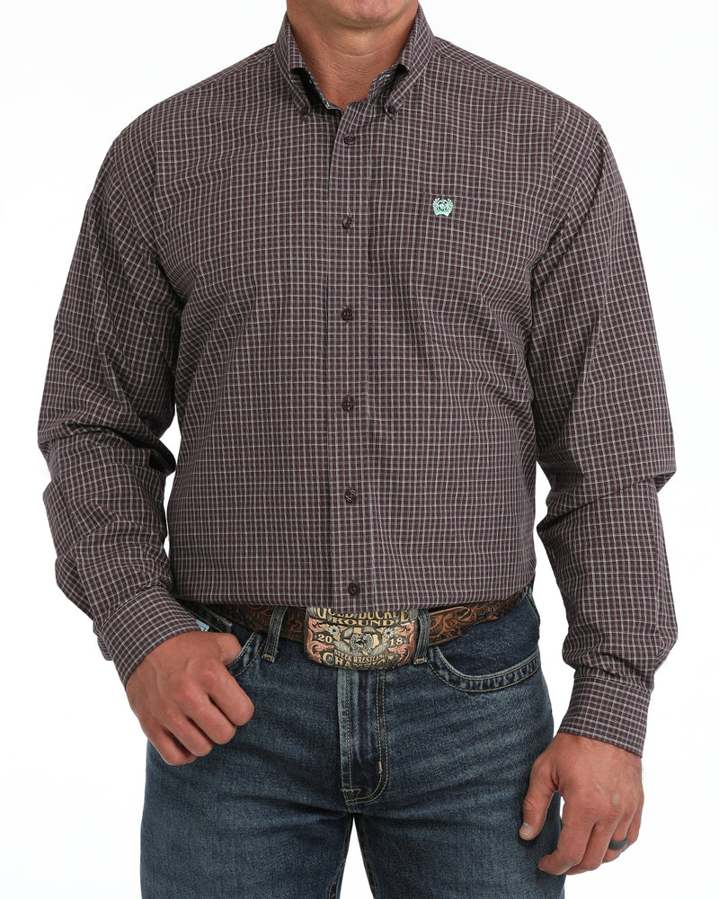 Load image into Gallery viewer, Cinch Mens Long Sleeve Plaid Print Shirt - Purple
