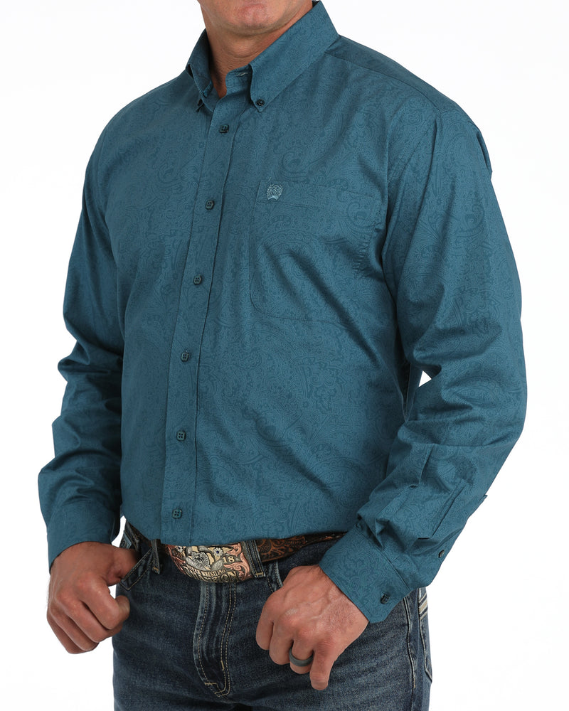 Load image into Gallery viewer, Cinch Mens Long Sleeve Paisley Print Shirt - Blue
