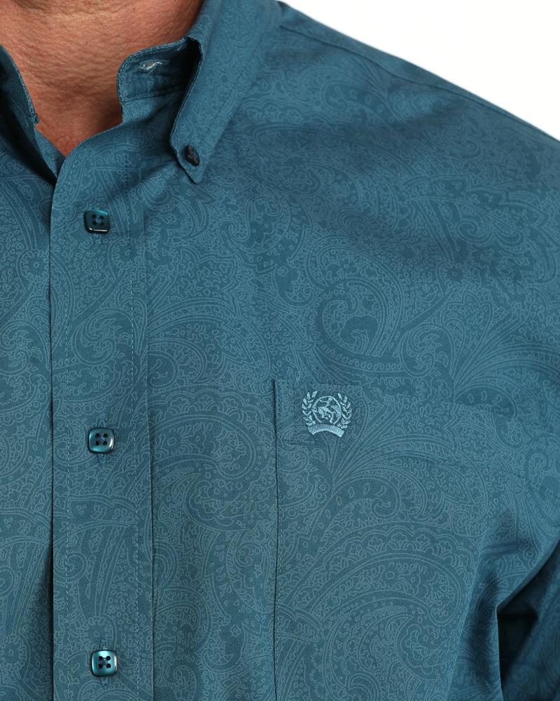 Load image into Gallery viewer, Cinch Mens Long Sleeve Paisley Print Shirt - Blue
